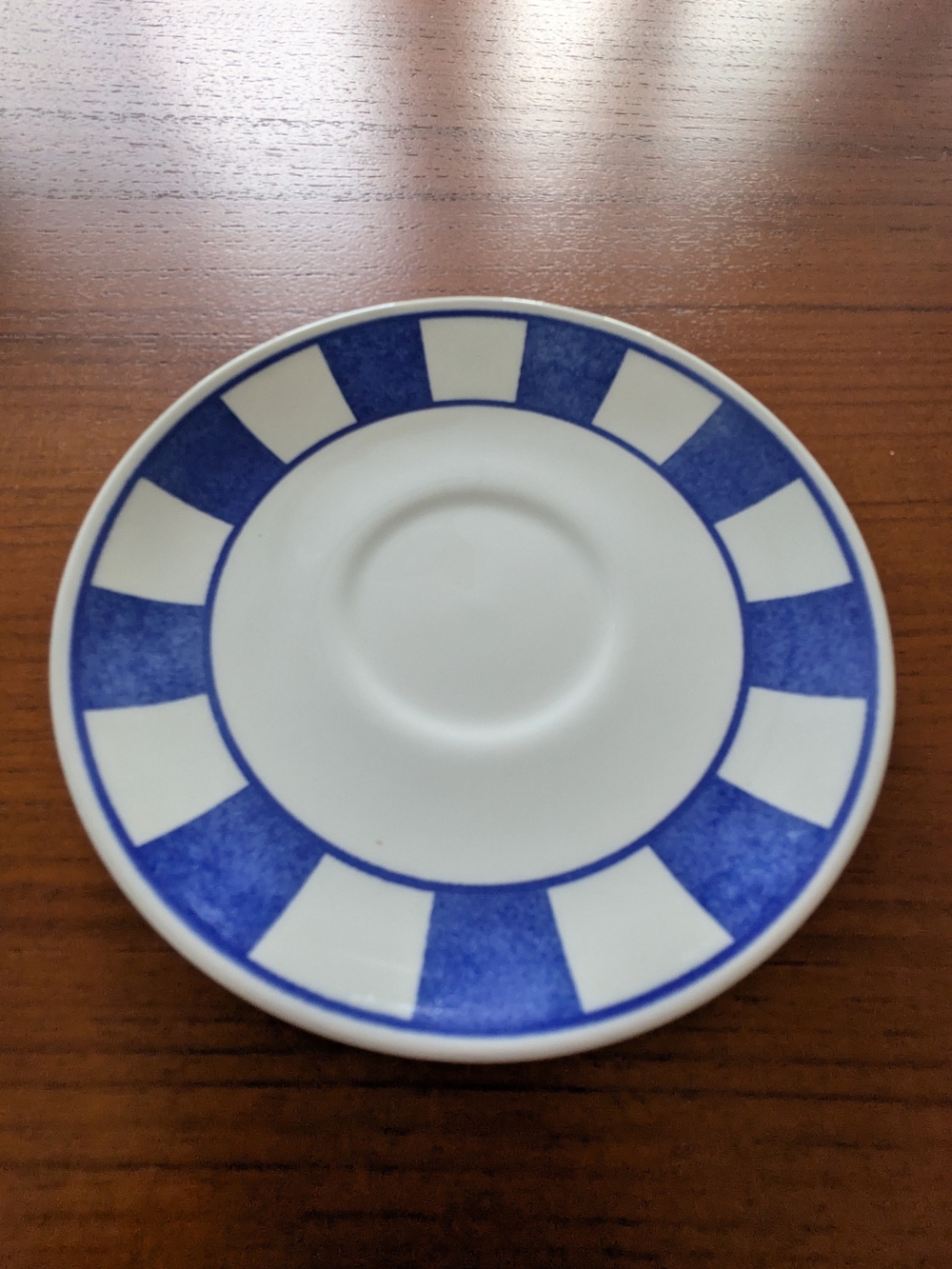 Blue and White Ceramic Saucer/ Dessert Plates Classic Striped Design - Set Of 10